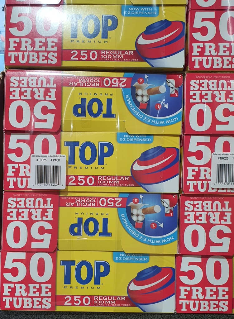 Top Tube 250ct - 4 Boxes (Gold, King Size)