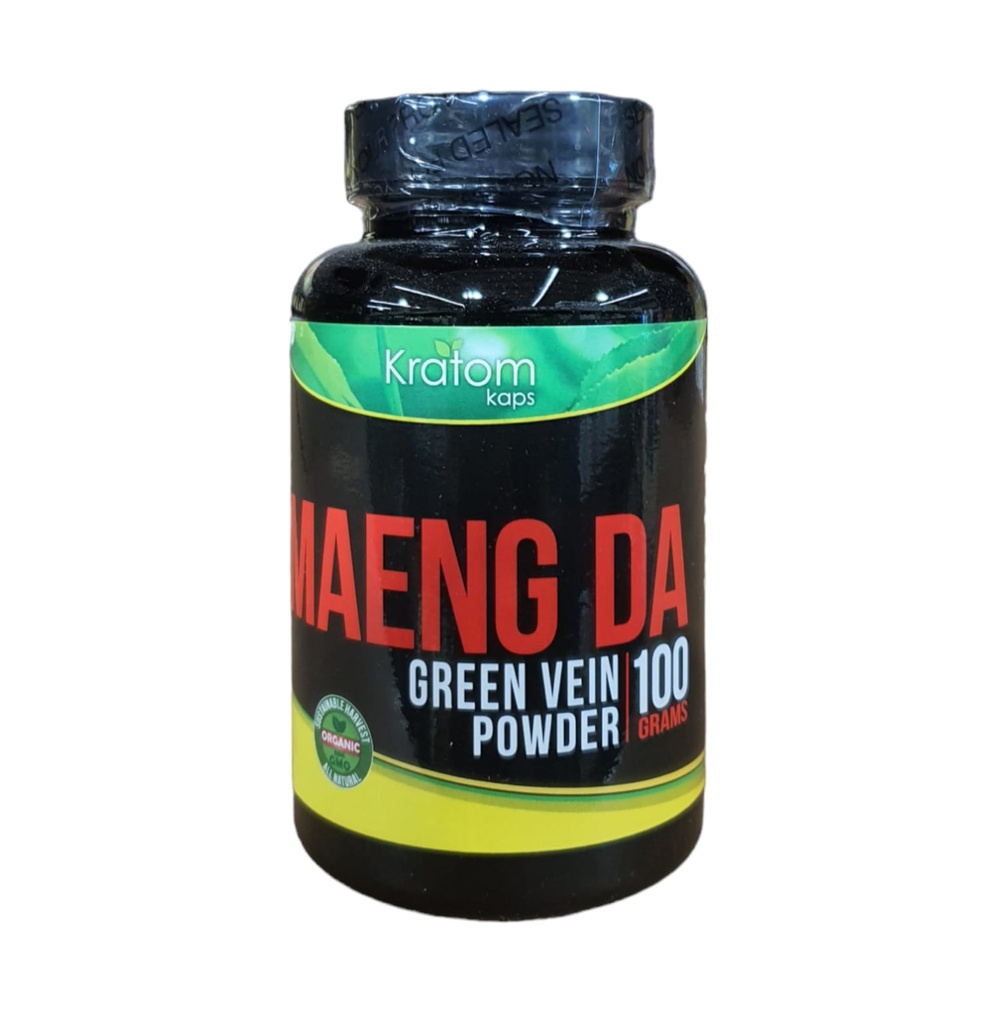 Kratom Kaps Powder bottle (Maeng Da Green Vein, 100gm)